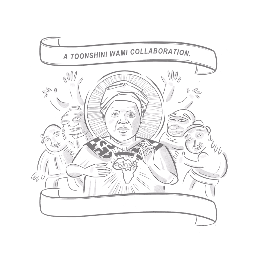 Toonshiniwami illustration logo with credit to director, illustrator, character designer and graphic designer Roberto Millan.